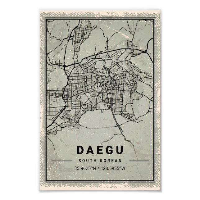 daegu map print poster canvas | south korean (Front)