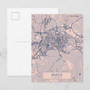 Daegu South Korean Breezy City Map Travel Postcard