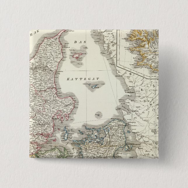 Daenemark, Island - Denmark, Iceland 2 Inch Square Button (Front)