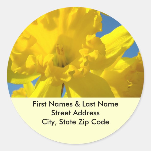 Daffodil Address Labels stickers Custom Names (Front)