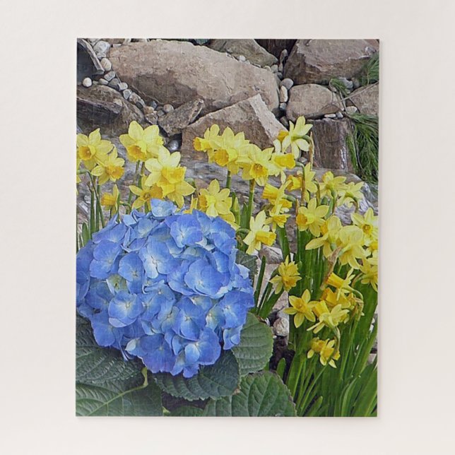 Daffodil And Hydrangea Garden Jigsaw Puzzle (Vertical)