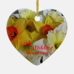 Daffodil Anniversary Keepsake Ceramic Ornament