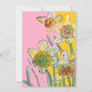 Daffodil Art Aquarelle Invitation Anniversaire