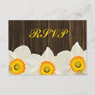 Daffodil Barn Wood Wedding RSVP Response Card