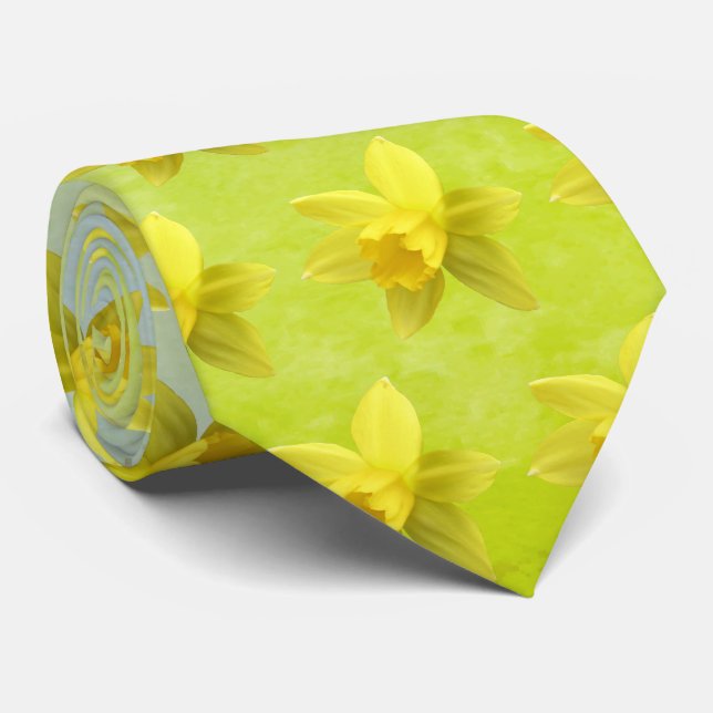 Daffodil Blooms Pattern Tie (Rolled)