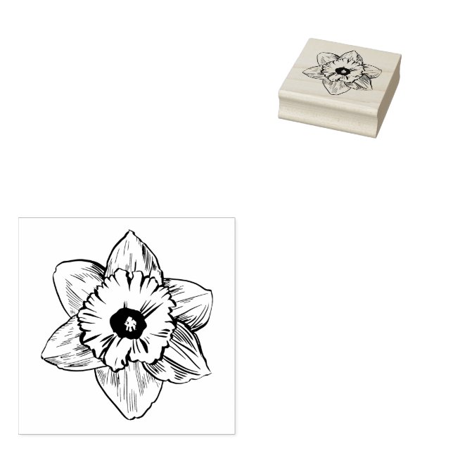 Daffodil Blossom Spring Flower  Rubber Stamp (Stamped)