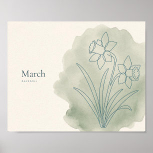 Daffodil Botanical Art Print   March Flower