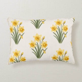 Daffodil Botanical, March Birth Flower Accent Pillow