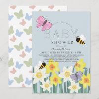 Daffodil Butterfly Bee Floral Drive-by Baby Shower
