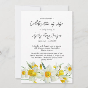 Daffodil Celebration of Life Photo Funeral  Invitation