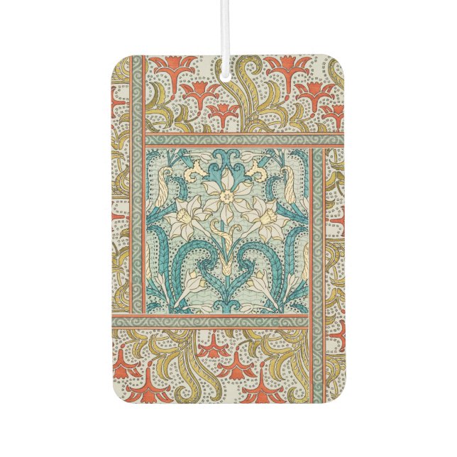 Daffodil chintz art nouveau flower wallpaper air freshener (Front)
