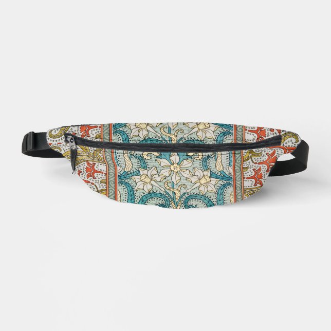 Daffodil chintz art nouveau flower wallpaper fanny pack (Front)