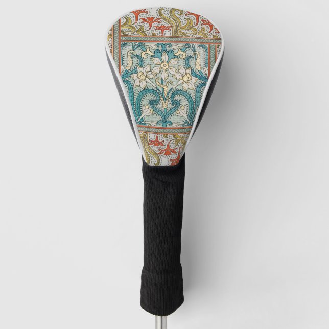 Daffodil chintz art nouveau flower wallpaper golf head cover (Front)
