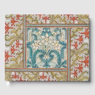 Daffodil chintz art nouveau flower wallpaper guest book