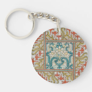 Daffodil chintz art nouveau flower wallpaper keychain