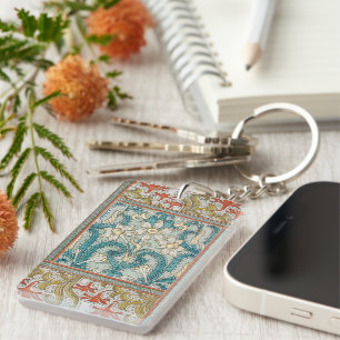Daffodil chintz art nouveau flower wallpaper keychain