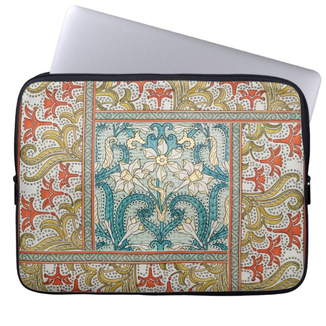 Daffodil chintz art nouveau flower wallpaper laptop sleeve (Front)