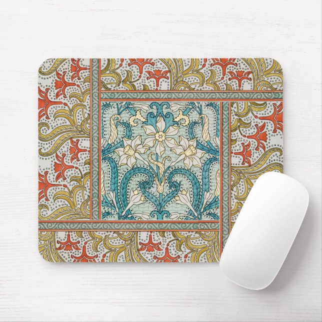 Daffodil chintz art nouveau flower wallpaper mouse pad (With Mouse)