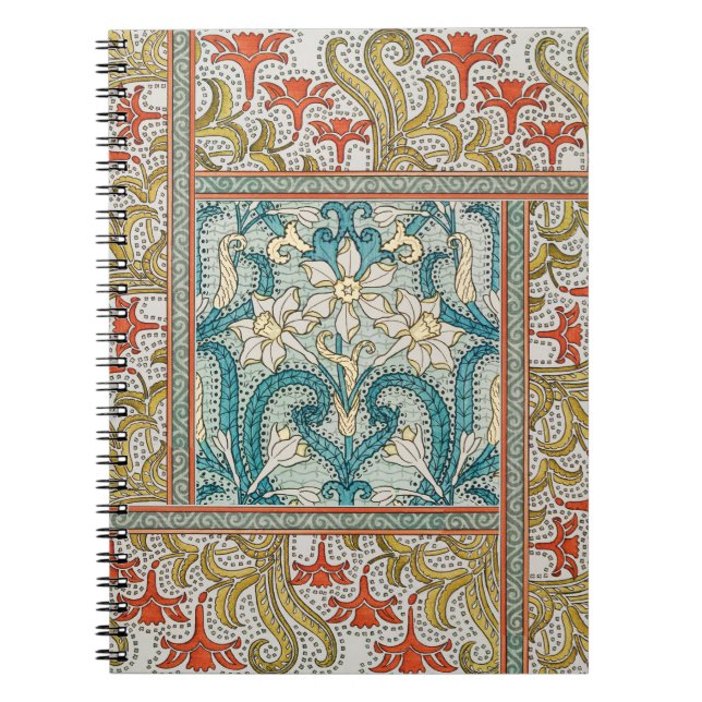 Daffodil chintz art nouveau flower wallpaper notebook (Front)
