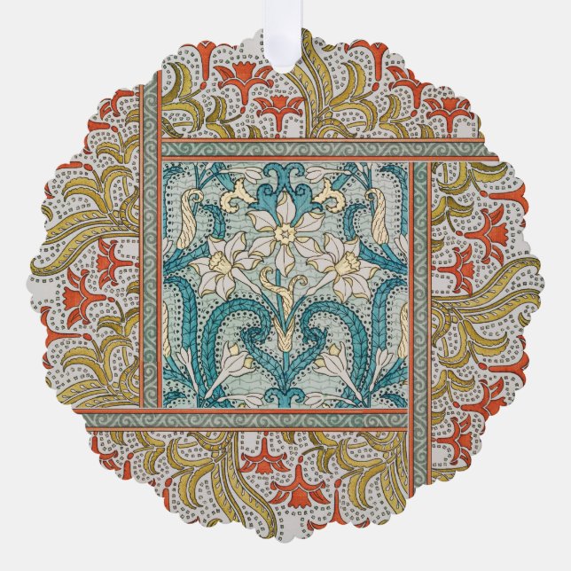 Daffodil chintz art nouveau flower wallpaper ornament card (Front)