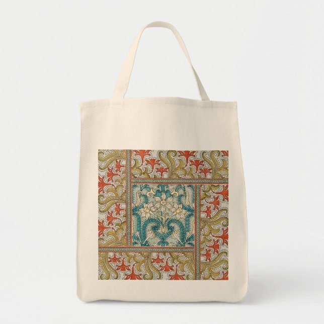Daffodil chintz art nouveau flower wallpaper tote bag (Front)