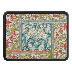 Daffodil chintz art nouveau flower wallpaper trailer hitch cover