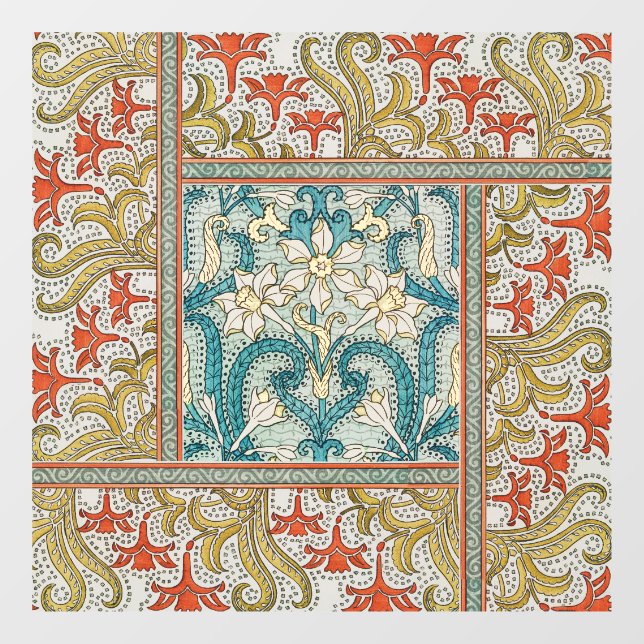 Daffodil chintz art nouveau flower wallpaper window cling (Sheet)