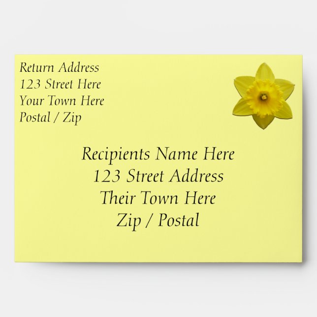 Daffodil Envelopes Custom Yellow Daffodil Envelope (Front)