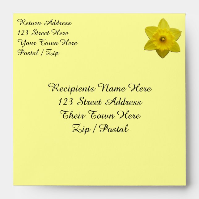 Daffodil Envelopes Custom Yellow Daffodil Envelope (Front)