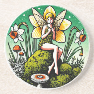 Daffodil Fairy Spring Fairies Flower Garden Coaster