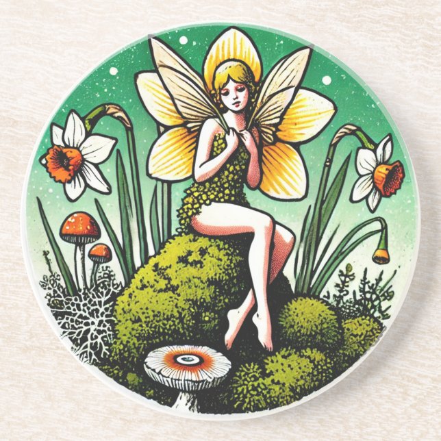 Daffodil Fairy Spring Fairies Flower Garden        Coaster (Front)