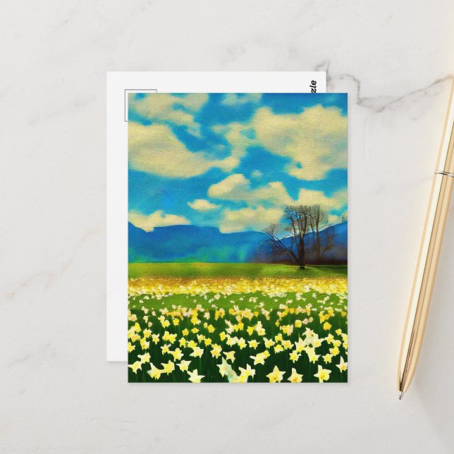 Daffodil field - painting postcard (Front/Back In Situ)