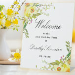 Daffodil Floral 21st Birthday Party Welcome Pedestal Sign<br><div class="desc">Welcome guests to your 30th birthday party with this elegant yellow daffodil welcome sign. Welcome is written in a large trending font. The remainder of the text is a classic combination of an upright and italic font. Very easy to customize. This tabletop sign is easy to use and can be...</div>