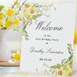 Daffodil Floral 40th Birthday Party Welcome Pedestal Sign<br><div class="desc">Welcome guests to your 40th birthday party with this elegant yellow daffodil welcome sign. Welcome is written in a large trending font. The remainder of the text is a classic combination of an upright and italic font. Very easy to customize. This tabletop sign is easy to use and can be...</div>