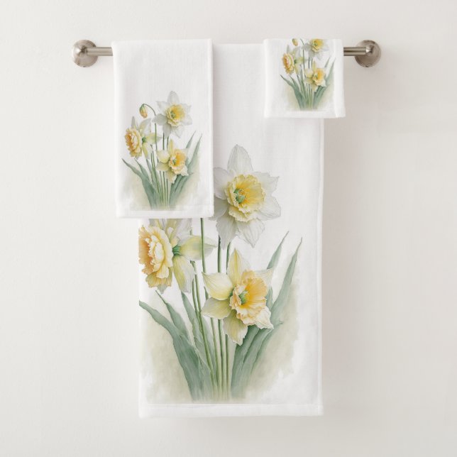 Daffodil Floral Bath Towel Set (Insitu)