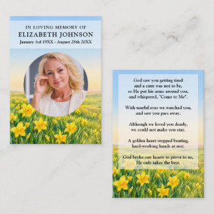 Daffodil Floral Funeral Prayer Poem Photo Cards