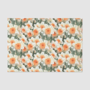 Daffodil Floral White Peach Pattern Tissue Paper