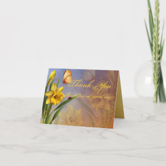Daffodil Flower and Bud Wedding Thank You Card
