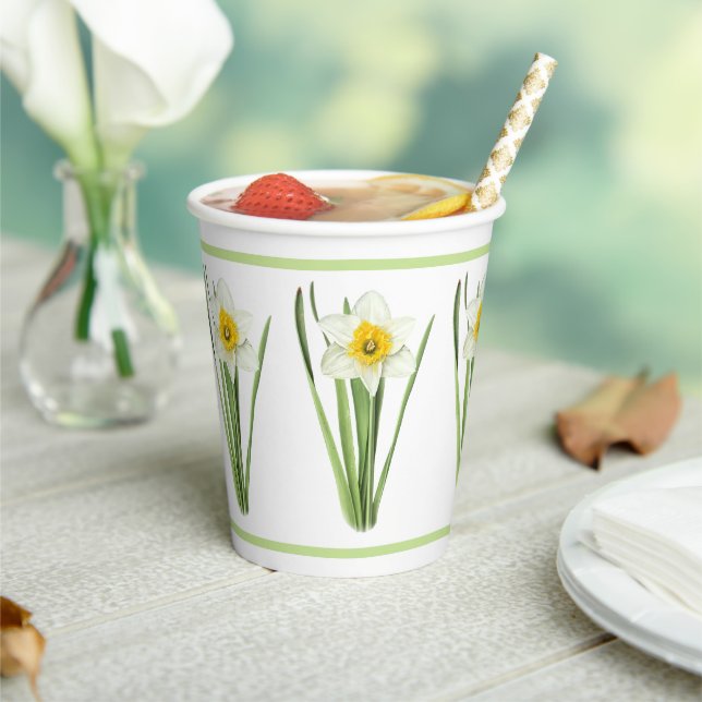 Daffodil Flower Botanical Art Paper Cups (Insitu)