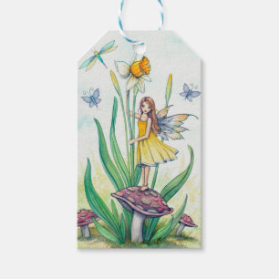 Daffodil Flower Fairy Fantasy Art Gift Tags