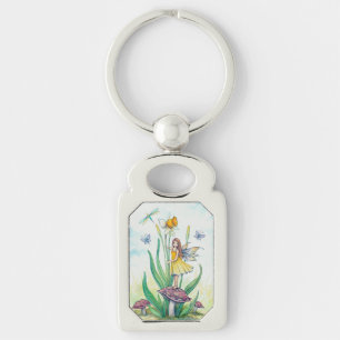 Daffodil Flower Fairy Fantasy Art Keychain