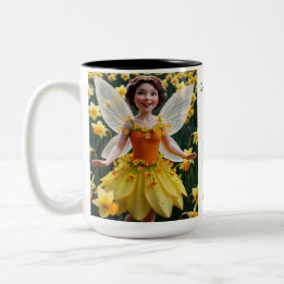 Daffodil Flower Fairy  Two-Tone Coffee Mug