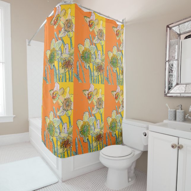 Daffodil Flower Floral Watercolor Orange (In Situ)