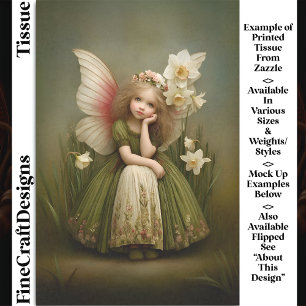 Daffodil Flower Girl Fairy In Green DL5R Decoupage Tissue Paper