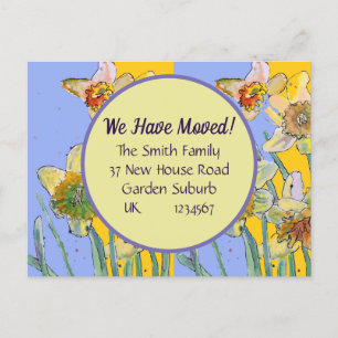 Daffodil Flower New Address Postcard We Are Moving