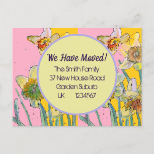 Daffodil Flower New Address Postcard We Are Moving