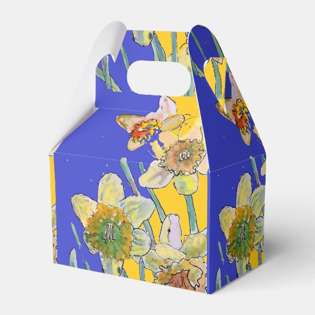 Daffodil Flower Painting floral Birthday Cake Box (Front Side)