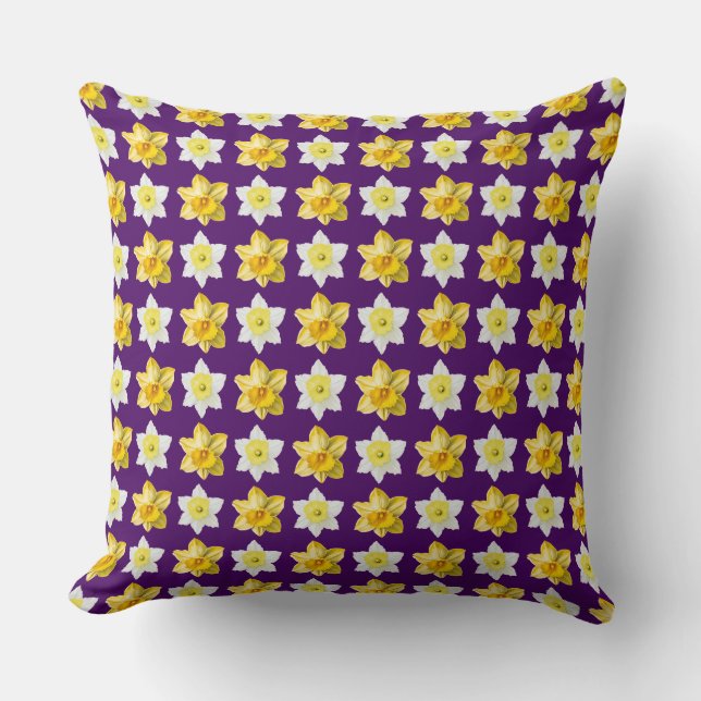 Daffodil Flower Pattern Throw Pillow (Front)