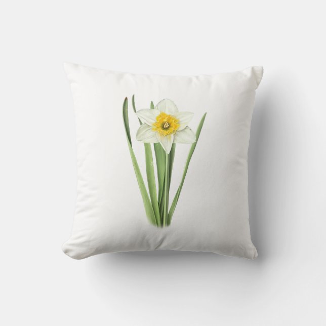 Daffodil Flower Throw Pillow (Front)