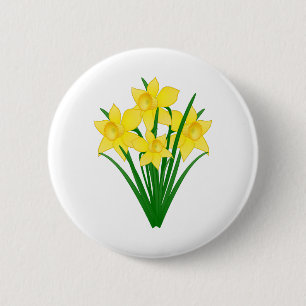 Daffodil Flowers 2 Inch Round Button